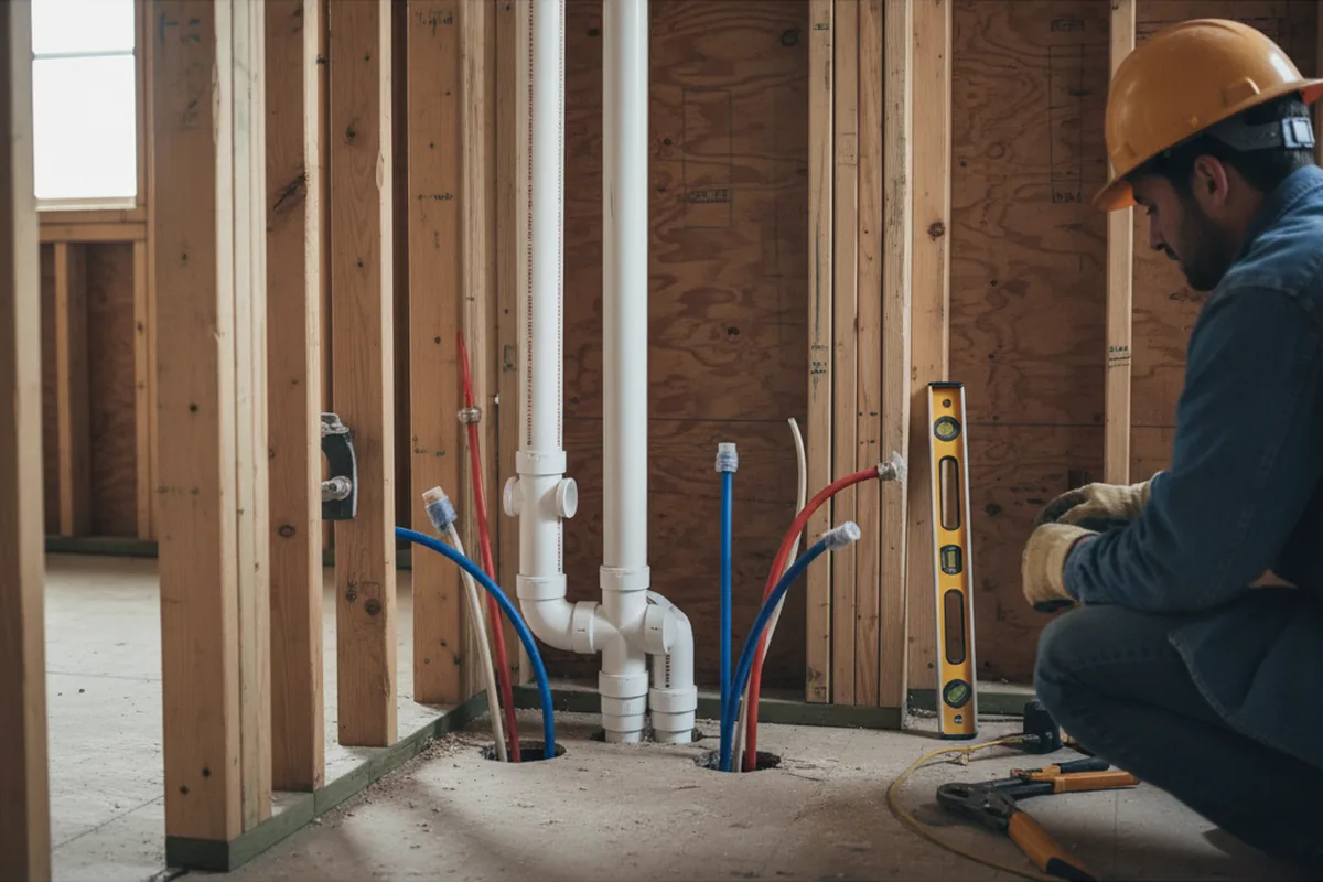 Drain and supply rough-in during Drain Cleaning in Butler